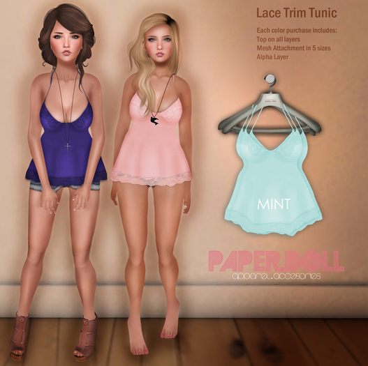 :Paper.Doll: Lace Trim Tunic: Mint