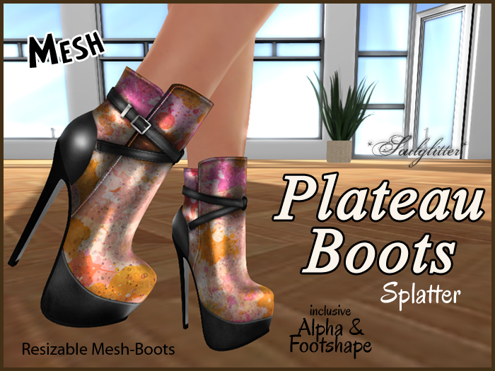 *Soulglitter* Mesh Plateau Boots - Splatter