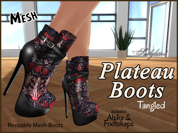 *Soulglitter* Mesh Plateau Boots - Tangled