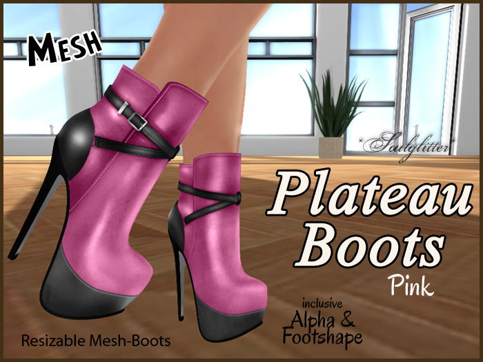 *Soulglitter* Mesh Plateau Boots - Pink - 3 Styles !!!