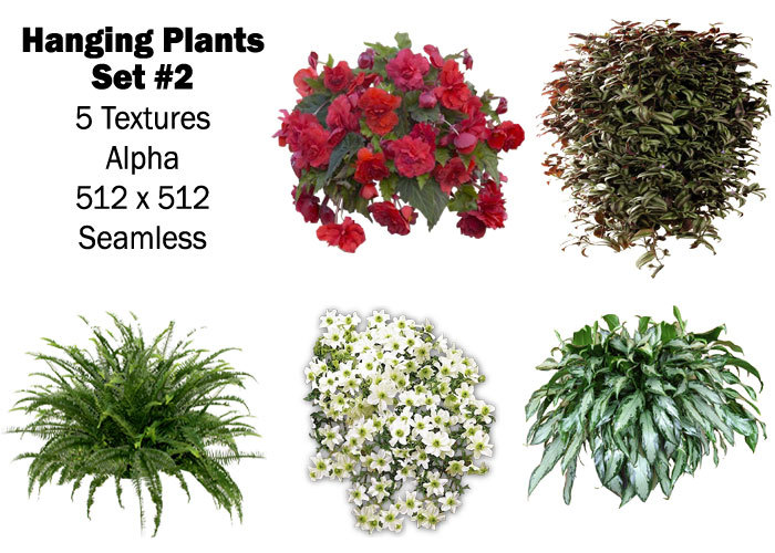 5 Seamless Hanging Plant Alpha Textures Builders Pack 2 Copy/Mod/Trans
