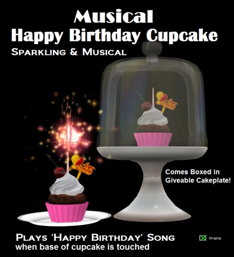 Happy Birthday or Rez Day Sparkling Musical Cupcake Pink (Boxed)