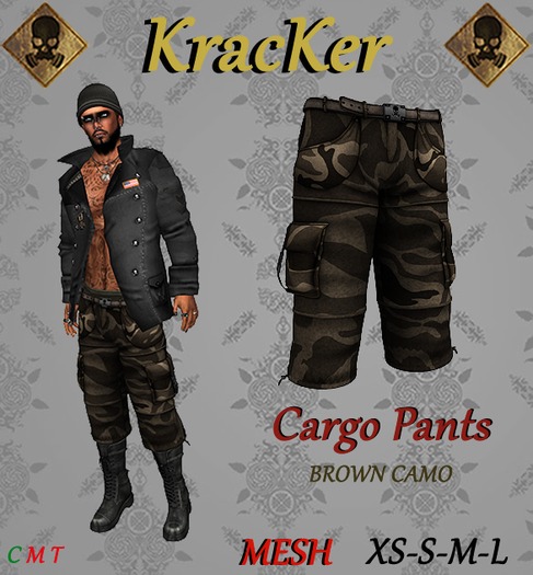 Kracker ~ Cargo Pants ~ Brown Camo