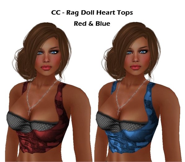 CC - Rag Doll Heart Tops - Red & Blue