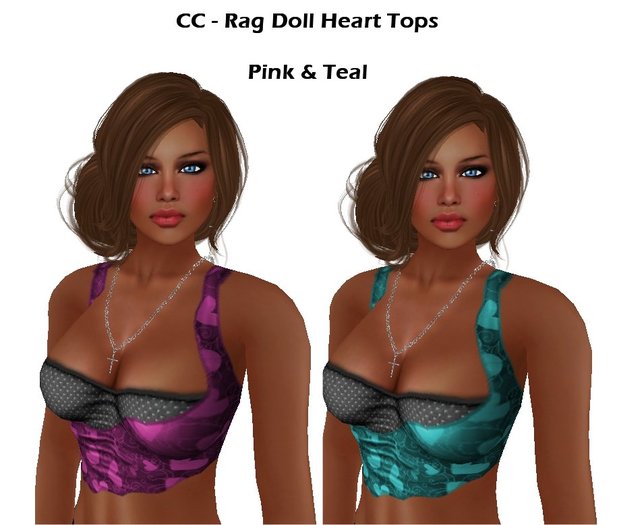 CC - Rag Doll Heart Tops - Pink & Teal