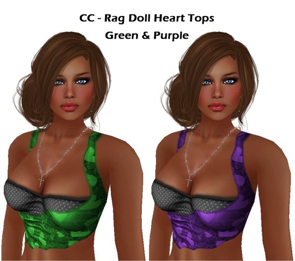 CC - Rag Doll Heart Tops - Green & Purple