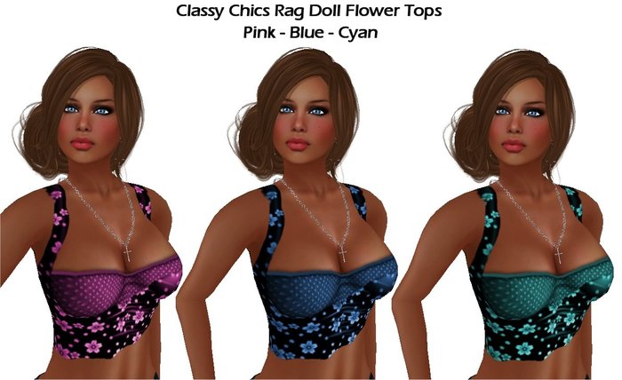 CC - Rag Doll Flower Tops - Pink, Blue and Cyan