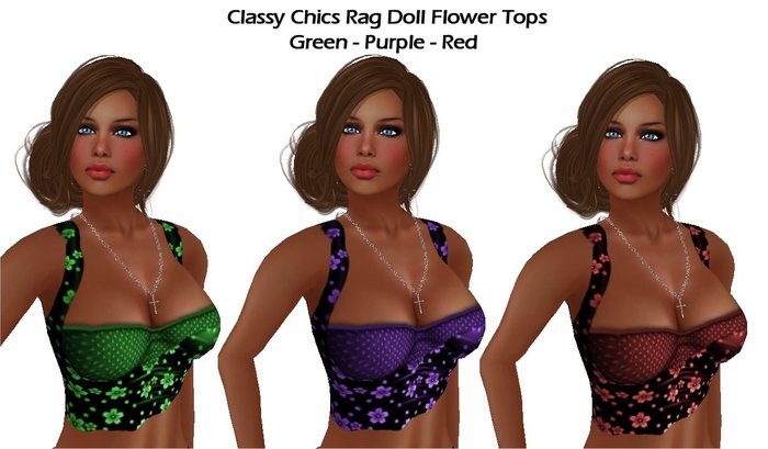 CC - Rag Doll Flower Tops - Green, Purple, Red