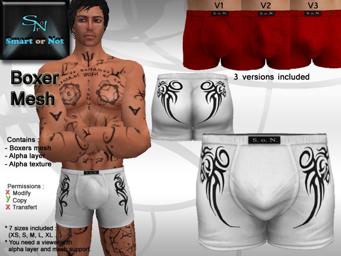 BoxerTribal 1 white - MESH