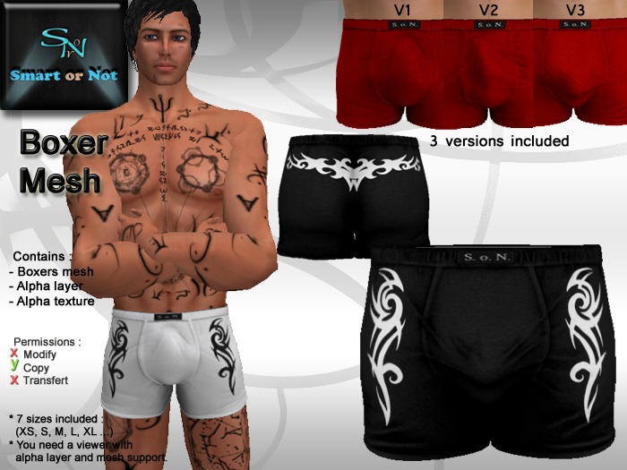 BoxerTribal 2 black - MESH