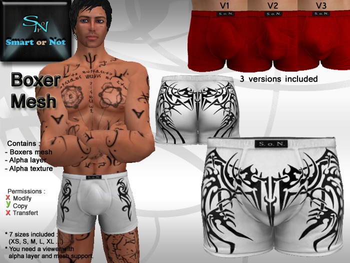 BoxerTribal 3 white - MESH