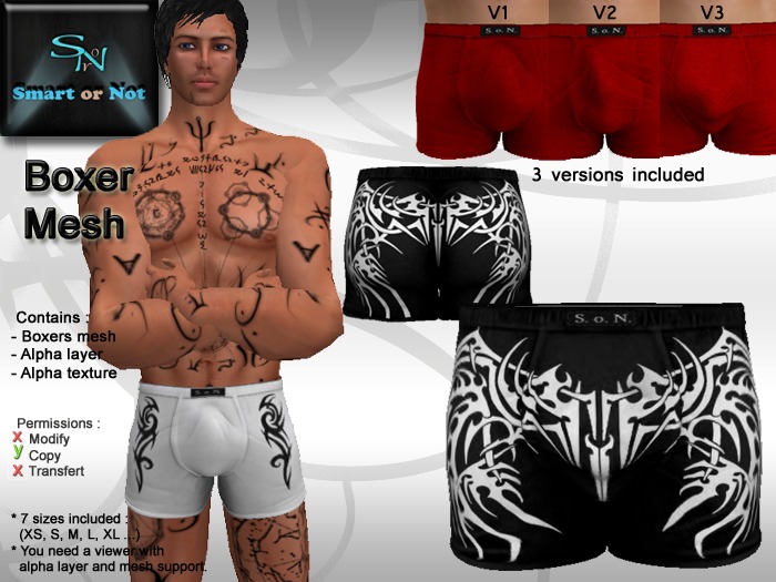 BoxerTribal 3 black - MESH