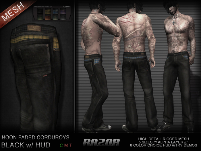 =Razorblade Jacket= Hoon Faded Cords /// Black w/ Hud 