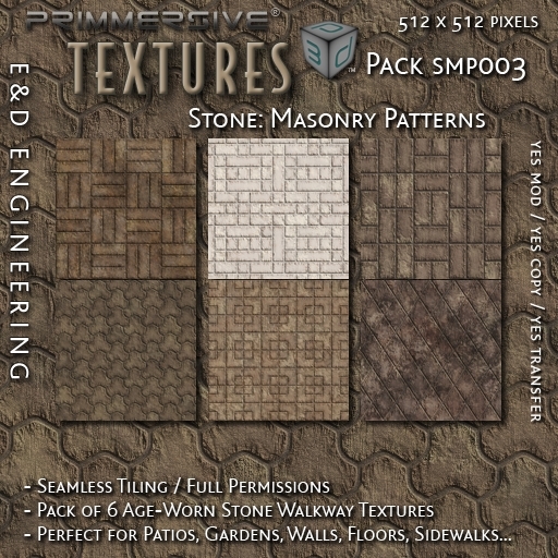 Second Life Marketplace - [SMP003] 6 Seamless Age-Worn Stone Walkway ...
