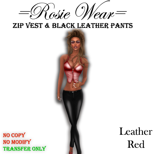 =Rosie Wear= Zip Vest & Leather Pants_Leather Red