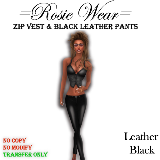 =Rosie Wear= Zip Vest & Leather Pants_Leather Black