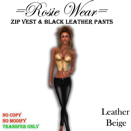=Rosie Wear= Zip Vest & Leather Pants_Leather Beige