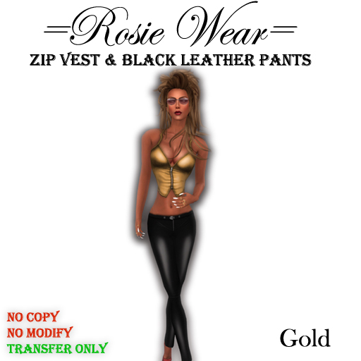=Rosie Wear= Zip Vest & Leather Pants_Denim Gold