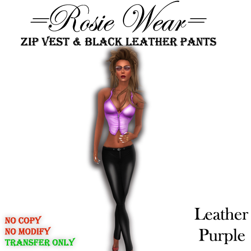 =Rosie Wear= Zip Vest & Leather Pants_Leather Purple