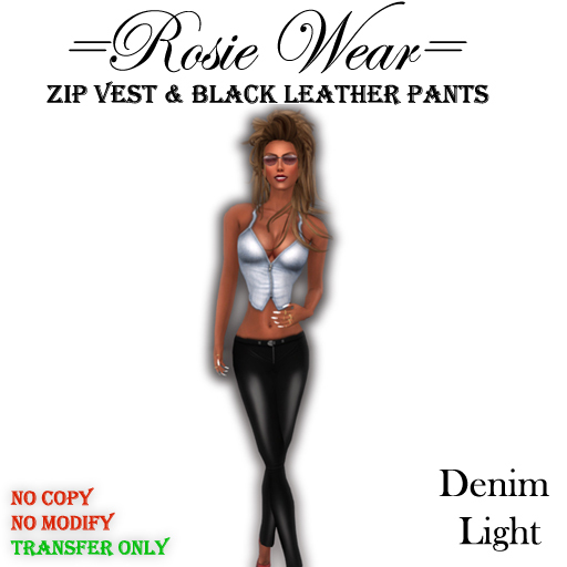 =Rosie Wear= Zip Vest & Leather Pants_Denim Light