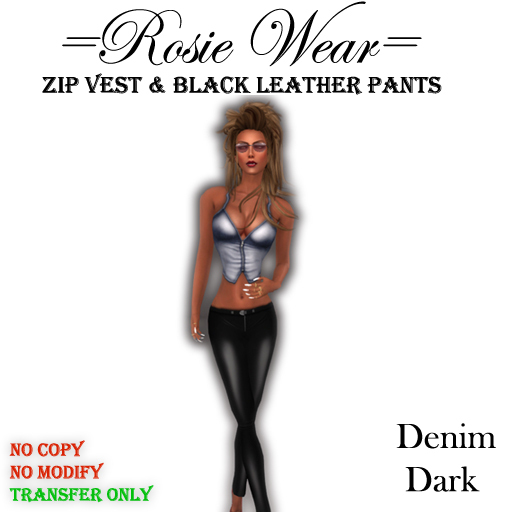 =Rosie Wear= Zip Vest & Leather Pants_Denim Dark