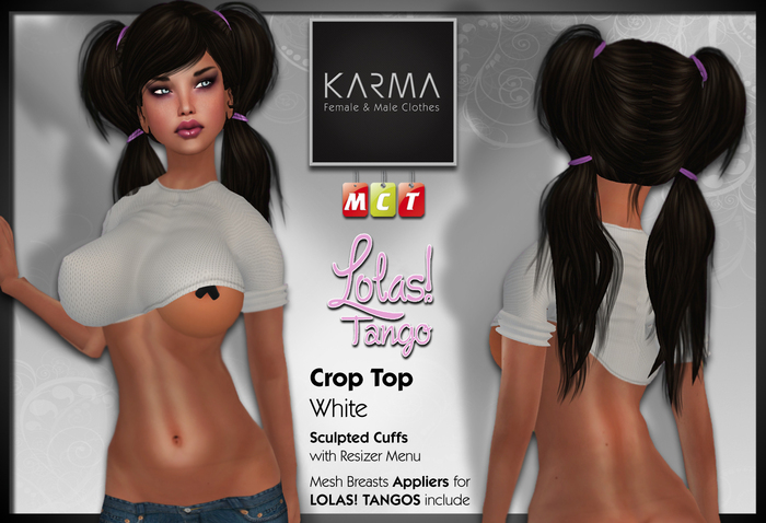 Karma - Crop Top White with Lolas Tango Applier