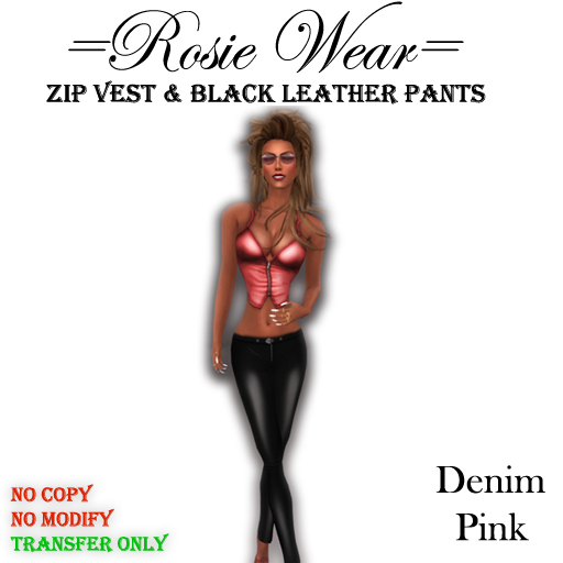 =Rosie Wear= Zip Vest & Leather Pants_Denim Pink