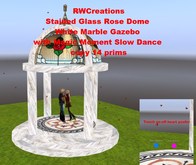 Stained Glass Rose Dome White Marble Gazebo with Magic Moment Slow Dance with heart poofer (boxed)