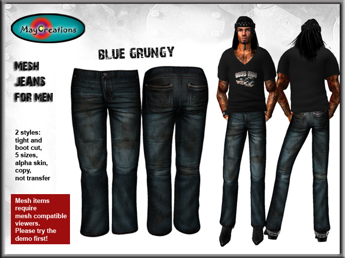 MayCreations mesh jeans blue grungy for men
