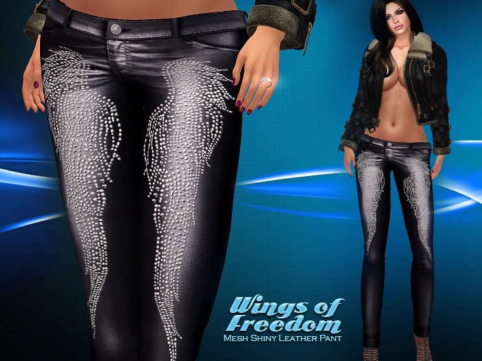 Starfashion Mesh WoF leather pants Black wings
