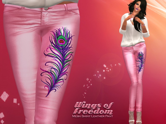 Starfashion Mesh WoF leather pants Pink peacock