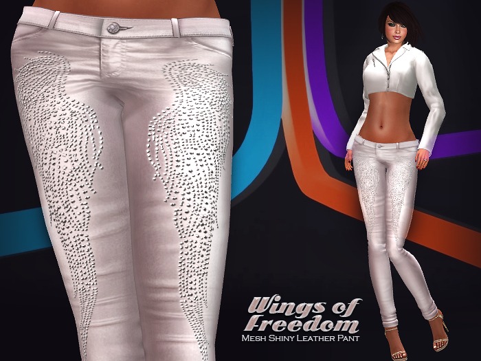 Starfashion Mesh WoF leather pants White wings