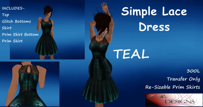 Simple Lace Dress Teal