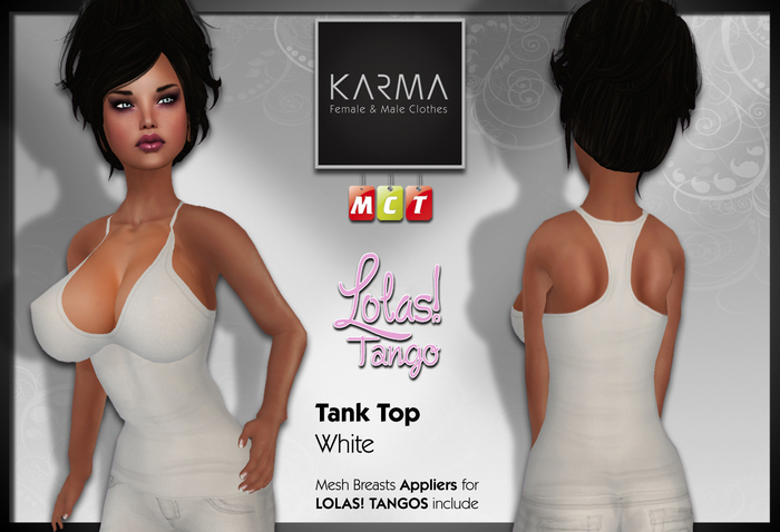 Karma - Tank Top White with Lolas Tango Applier