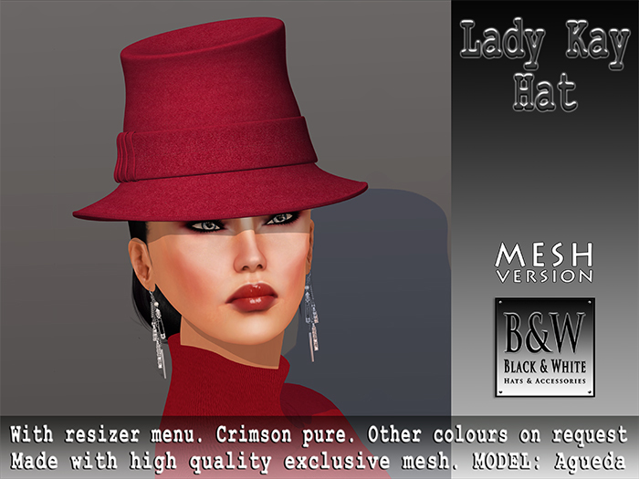 ArisArisB&W Pour Femme - Lady Kay Hat - Crimson Pure - MESH