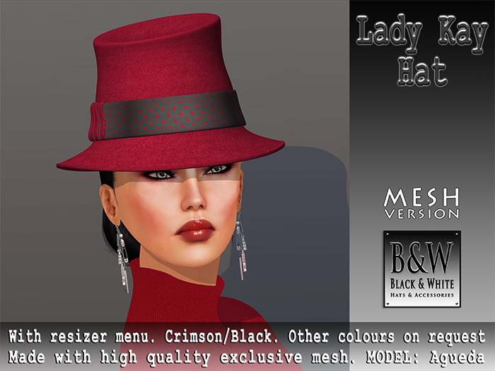 ArisArisB&W Pour Femme - Lady Kay Hat - Crimson/Black - MESH