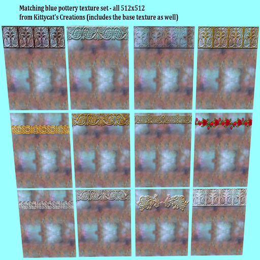 Matching blue pottery set 