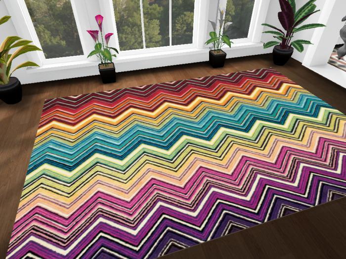 *Critters in the Attic* Rainbow Zig Zag Rug
