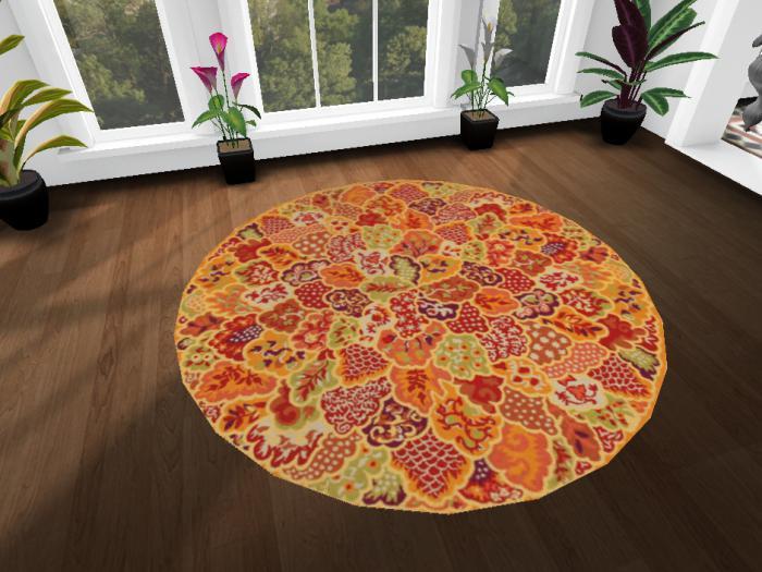 *Critters in the Attic* Round Bright Petals Rug