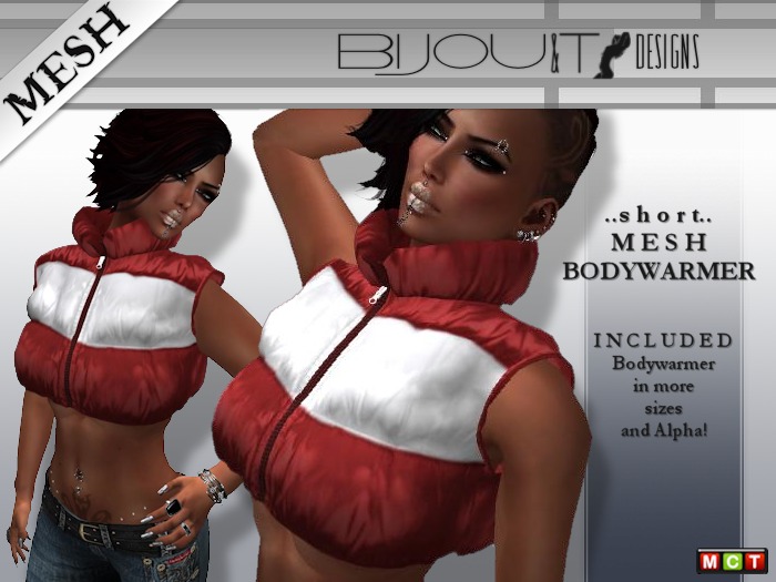 [BiJOU&T]™ .. Body Warmer Mesh! .. Red White!