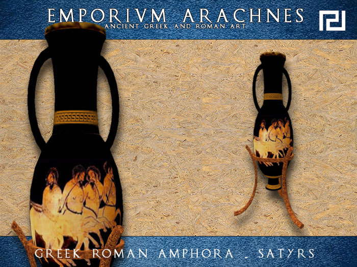 Greek Roman Amphora, Satyrs