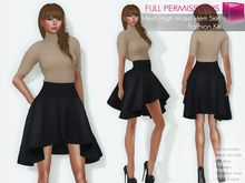 Full Perm Classic Rig Female Black High Waist Hi-Low Short Skirt for Classic Avatars