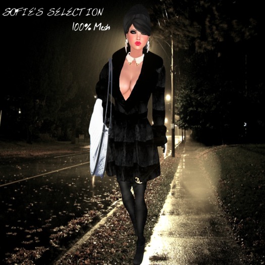 <S> Mesh Coat Fur Dark