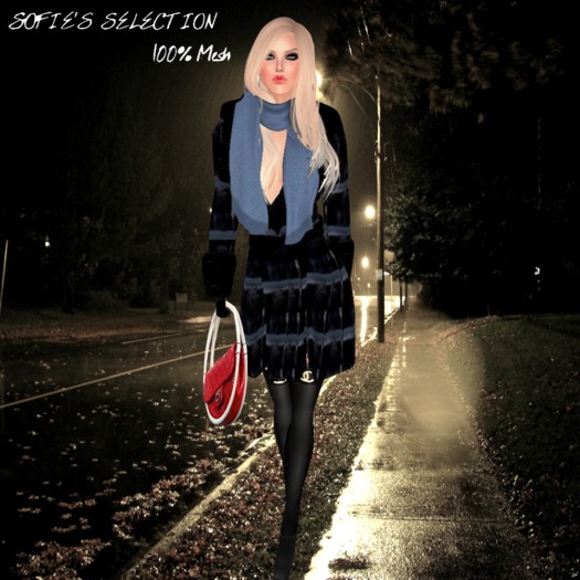 <S> Mesh Coat Fur (Black-B)
