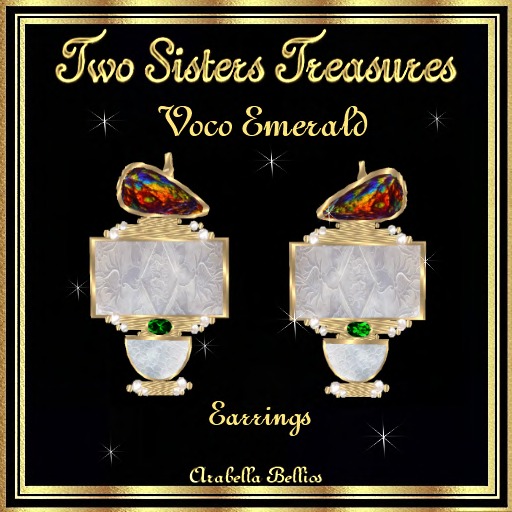 TST-VOCO PEARL EMERALD EARRINGS GOLD.