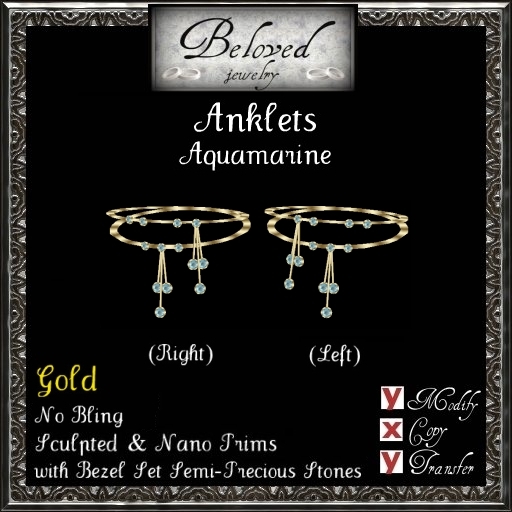 Beloved Jewelry : GOLD Anklets-Bezel Aquamarine