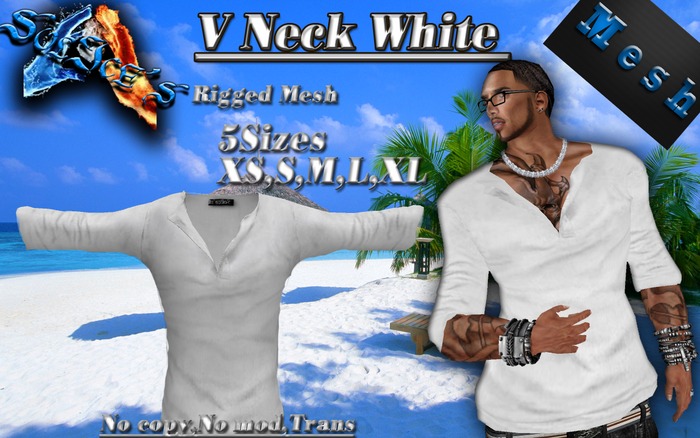 *SoL!ce's* V Neck Rigged Mesh White
