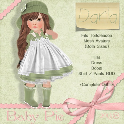 *Baby Pie* Darla Girl's Toddleedoo Complete Spring Rainboot Outfit