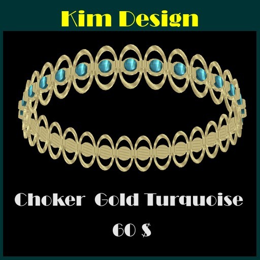 Kim Design - Choker  Gold Turquoise