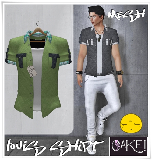 [[>CaKe!!<]] Louis shirt Mesh-Green